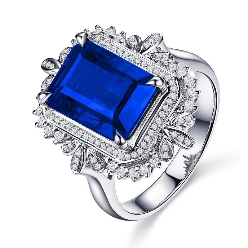 5 Carat Synthetic Emerald Ring Plated With 18K Gold Imitation Zircon Inlaid Jewelry Live Ring