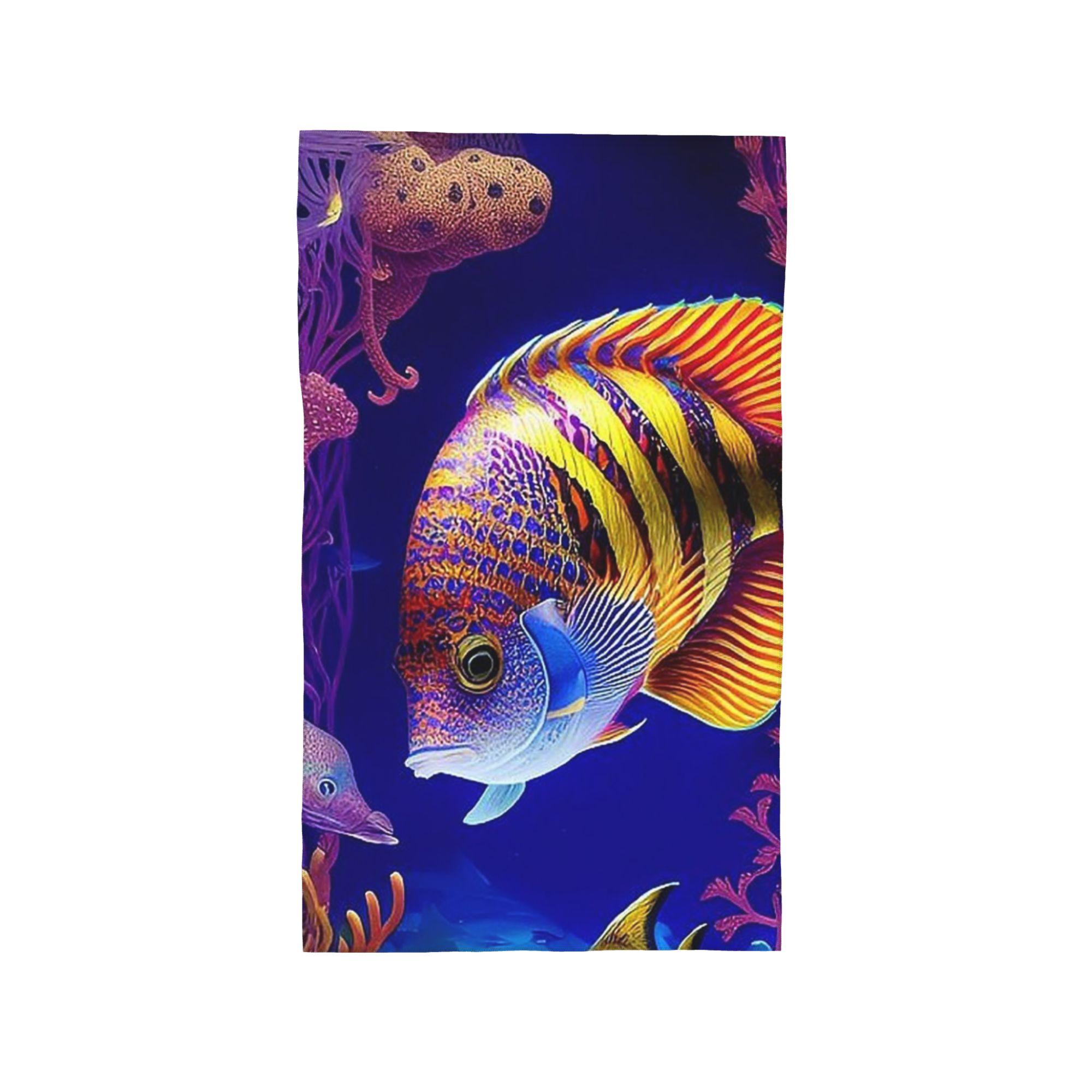 

Colorful fish in the ocean Tropical Fish Soft Face Towel Quick Dry Pool Bath Cotton Towels Absorbent Quick W30*H60(CM)