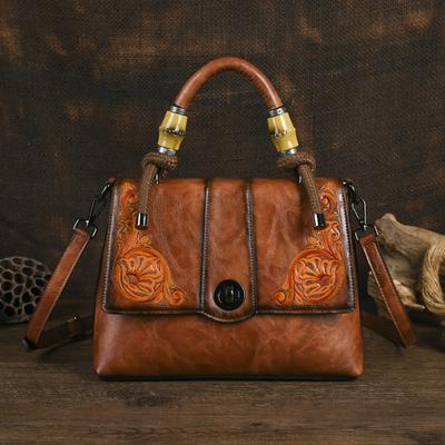 Retro Leather Handbag Exquisite Embossed Women's Bag Versatile Large Capacity Shoulder Bags