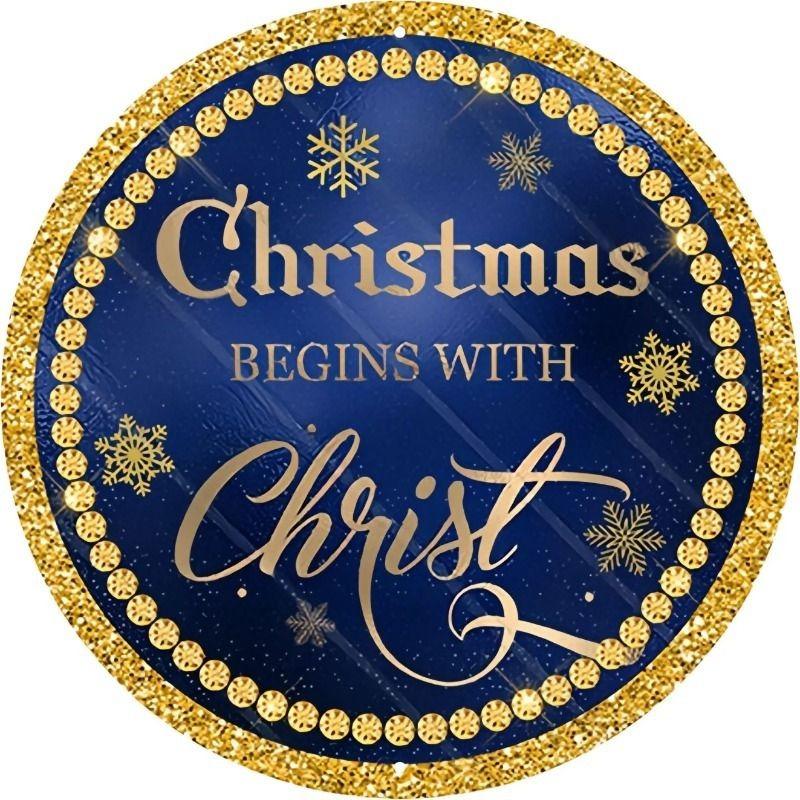 Hexenbesen Halloween Schild, Runde Aluminium Wandplakette 20x20cm