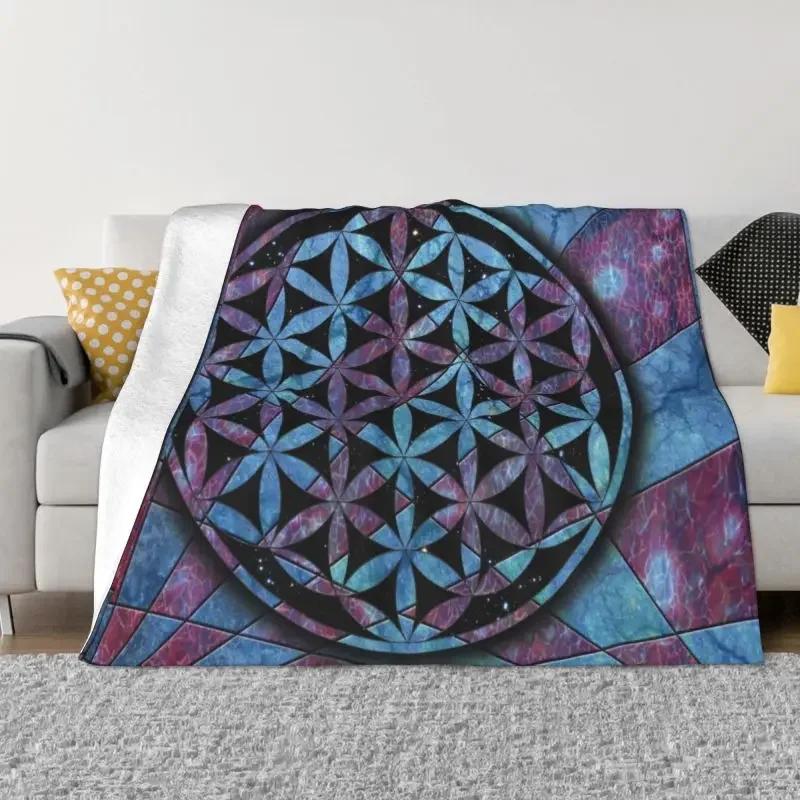 Flower Of Life Sacred Geometry Blanket Flannel Fleece Geometric Pattern Mandala Throw Blankets for Travel Bedding Couch Quilt 130x150cm51x59in