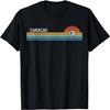 Caracas Venezuela Retro Sonnenuntergang Regenbogen Synth Gestreiftes T-Shirt
