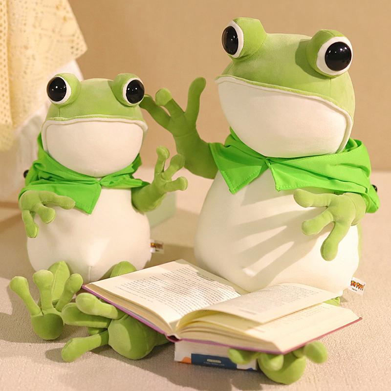 Neues Niedliches Frosch Plüschtier Weiches Kissen Kawaii Beruhigend Schlafbein-Klemme Begleitpuppe Raumdekoration Geburtstag Feiertagsgeschenk