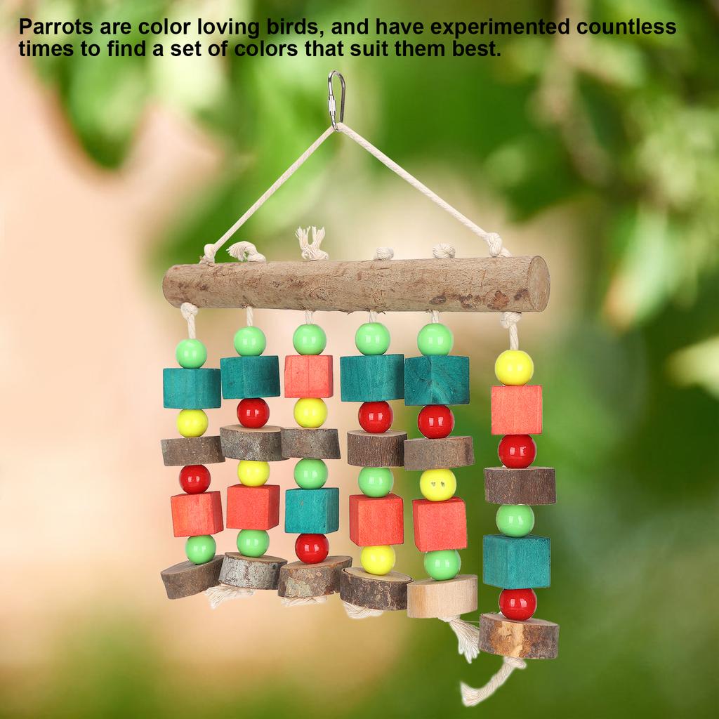 Hanging Chewing Toy Multicolored Natural Wooden Bird Tearing Blocks for Large  