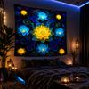 Lotus Zen Tapestry Night Pool Water Blue Yellow Gradient Lotus Spiritual Charm Mandala Healing Landscape Room Decoration