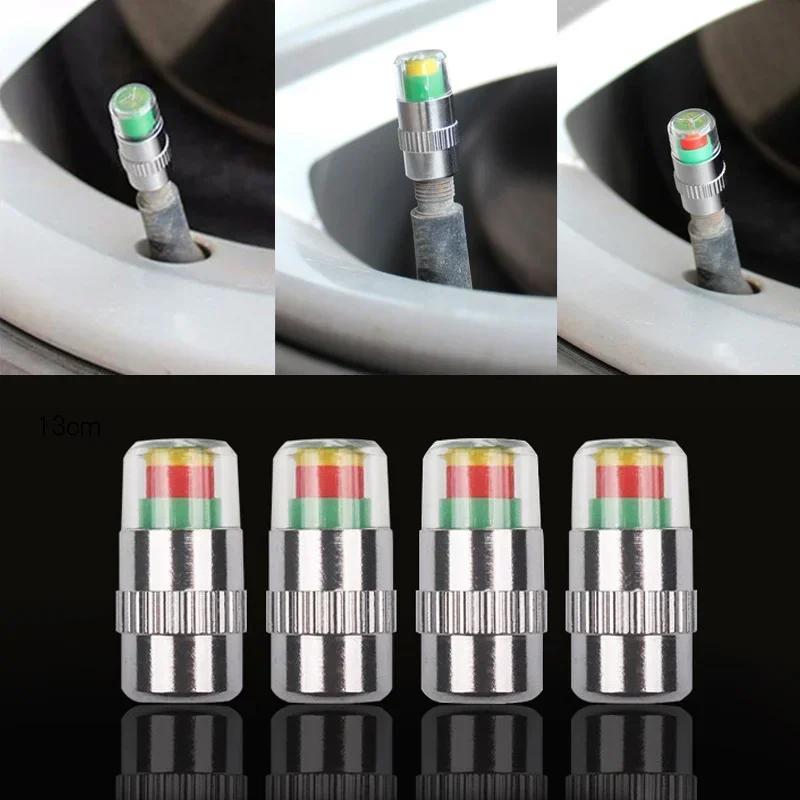 2/4Pcs 2.4 Bar Car Tire Pressure Guage Cap Sensor Indicator Alert Monitoring Tool Tyre Cap Indicator Alert Air Pressure Gauge