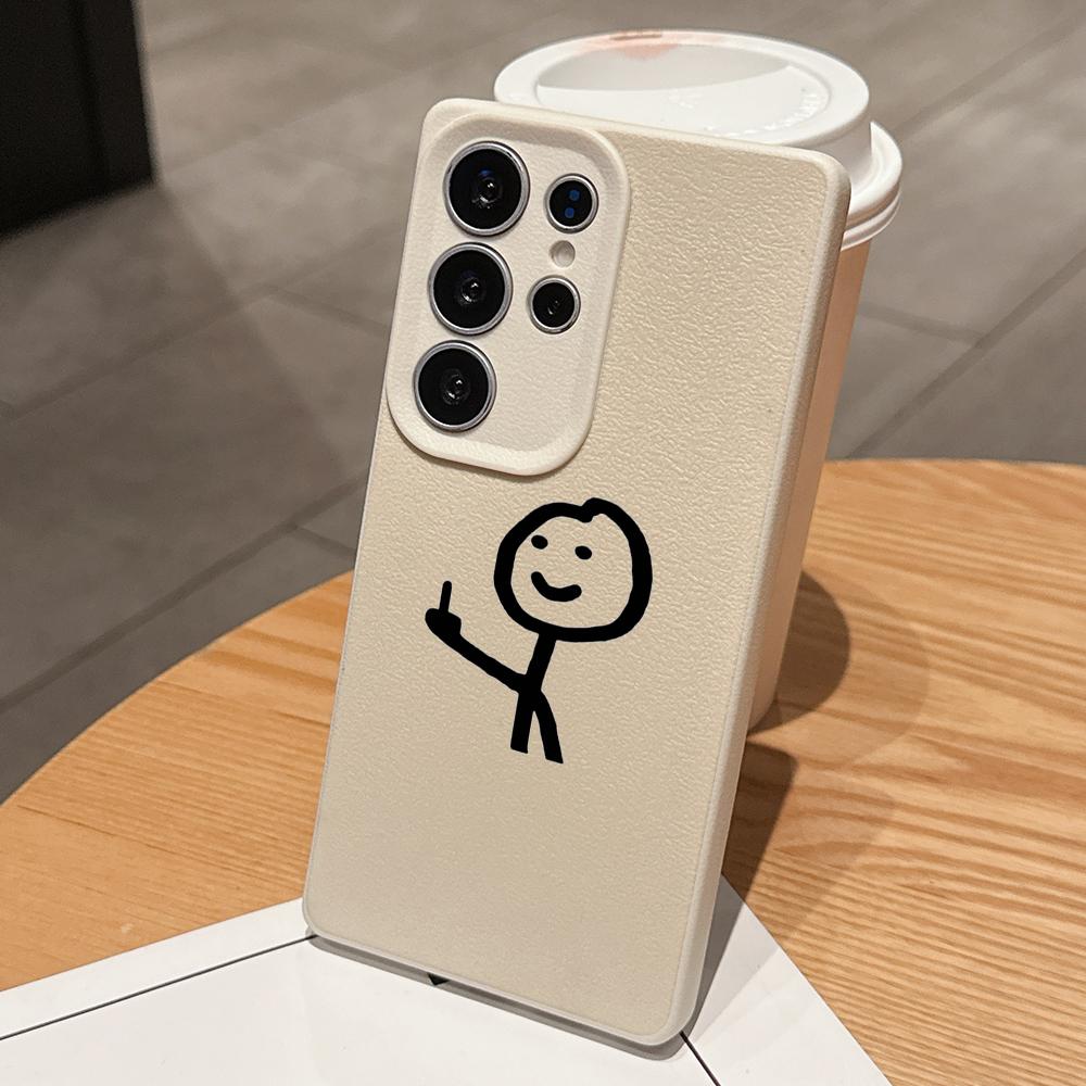 Samsung A07 A16 Xiaomi Redmi 13C 14C for iPhone 17 16 Pro Max Infinix Realme Phone Cases Soft brown Leather pattern TPU Case NY49 Cartoon Matchman