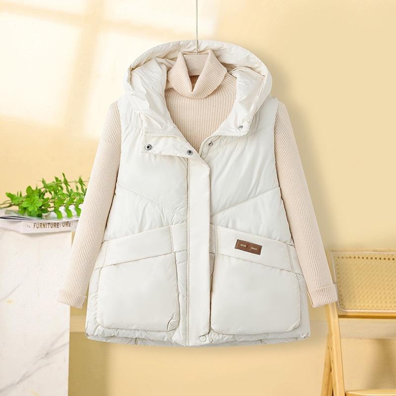 Winter Women's Down Cotton Vest Stand-up Collar Sleeveless Cotton Jacket Vest Warm Short Women's Vest
