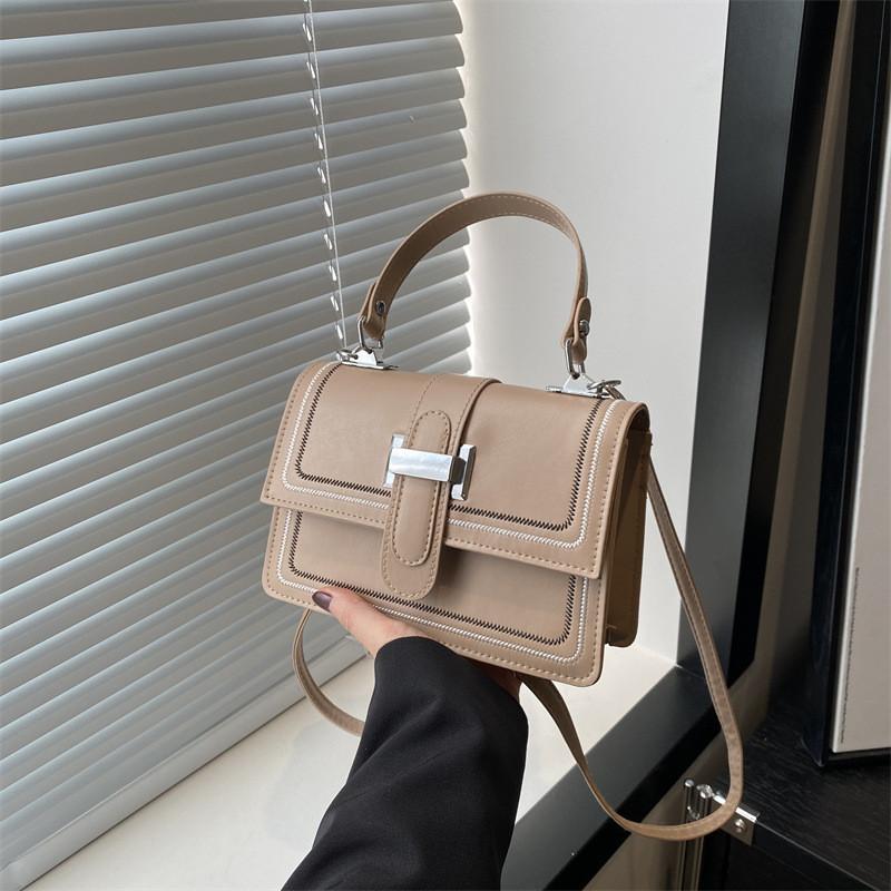 Black White Khaki Blue Brown Korean Style Fashion Handbag 2024 Spring Small Square Bag