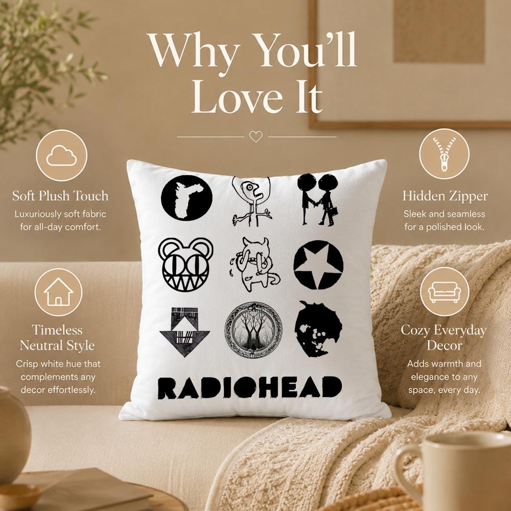 Band R-RadioheadS Cushion Cover Double-Sided Printed Pillow Cover Hypoallergenic Dust-Mite Proof