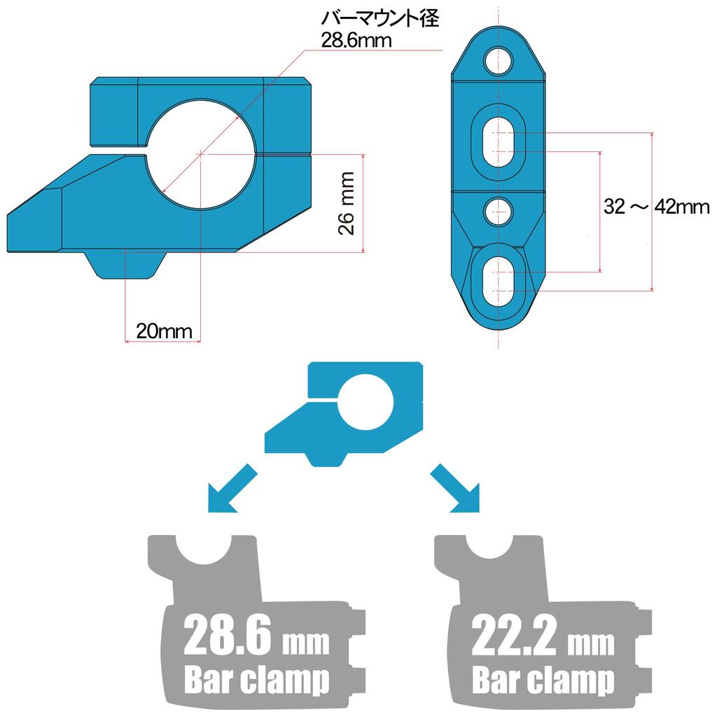 ZETA RACING Handlebar Rise 20mm 26mm for Large Diameter Compatible with Bar Mounts Position Upright Riding Long Dirtfreak F4624 Kit, Front/Rear