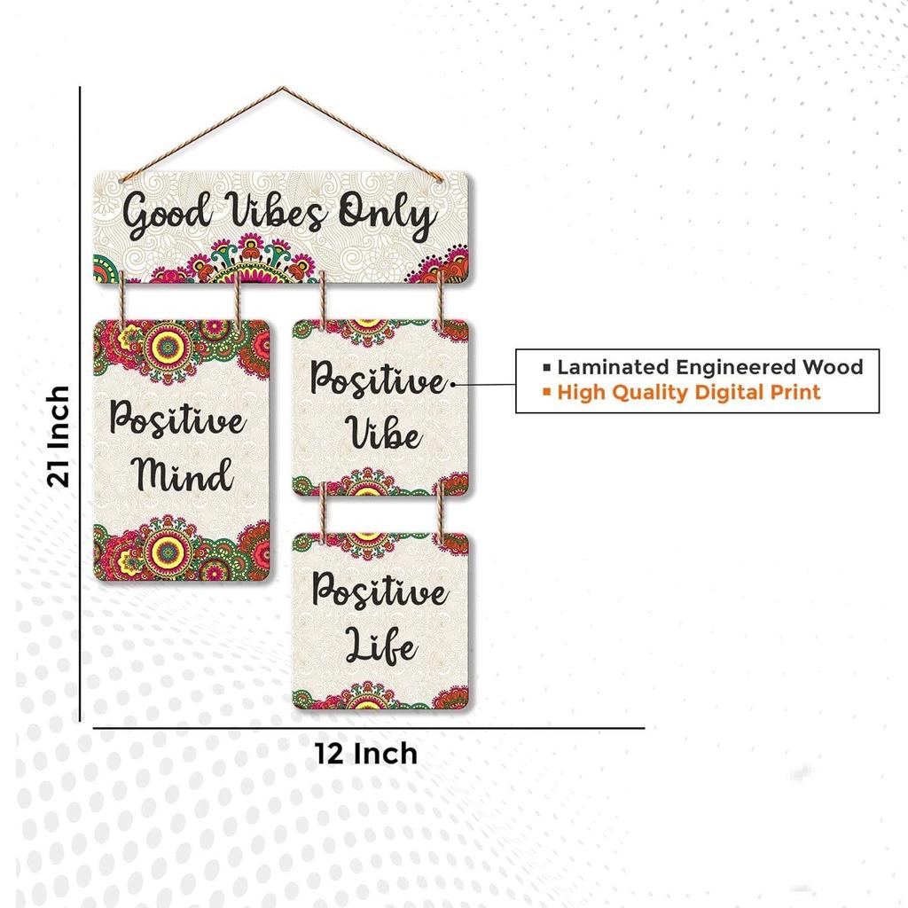 Good Vibes Only Decorative Wall Art MDF Wooden Wall Hanging for Living Room | Bedroom | Home Decor | Office | Gift | Quotes Items House Decoration