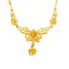 24k Gold Plated Women's Flower Necklace, Vietnamese Sand Gold Bridal Wedding Necklace, Brass Gold Plated Clavicle Necklace for Women