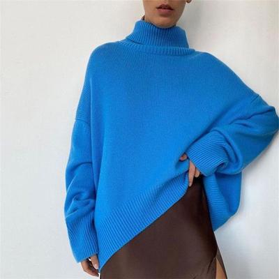Autumn Winter Solid Color Turtleneck Pullover Sweater Women New Ladies Knit Sweater Loose Jumper Long-sleeved Fashion Tops