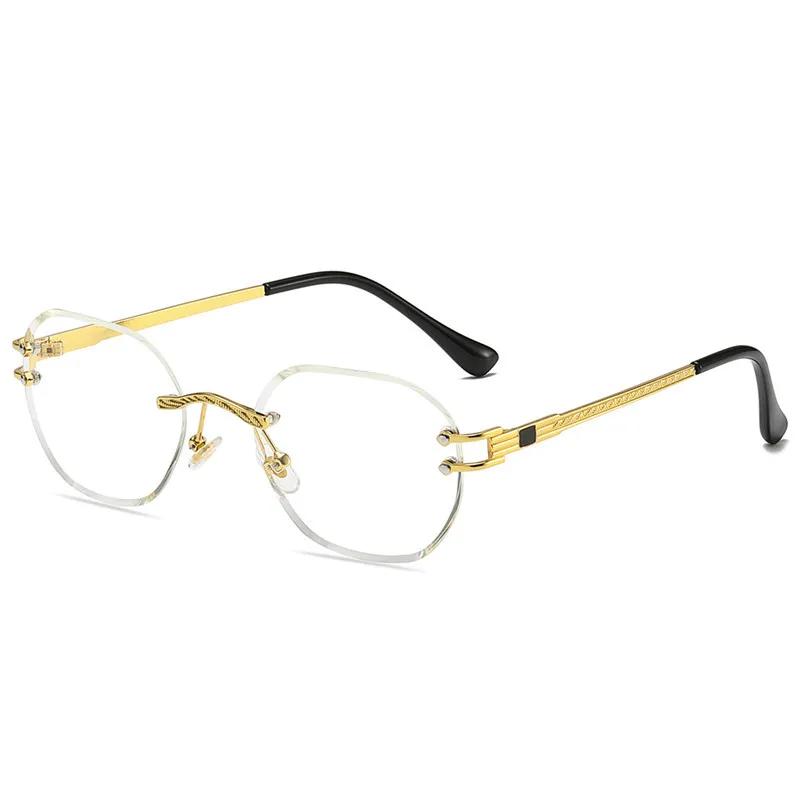 Gafas de Sol Azules Sin Montura Cuadradas Metálicas de Alta Calidad Estilo Verano Espejo para Hombres Mujeres