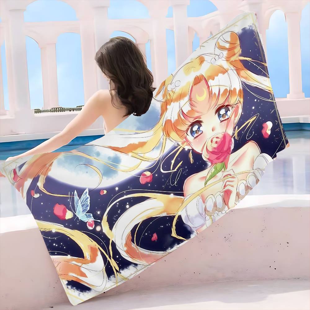 Magical Girl Anime S-Sailor M-Moon Big Microfiber Beach Towels Quick Dry Towel Sand Beach Towels Pool Towel for Travel Swim