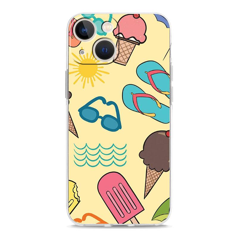 Phone Case For iPhone 17 Air Cases iPhone 16 15 12 13 14 Pro Max SE 7 8 Plus iPhone11 Clear Cover Fruit Juice Flower Pattern