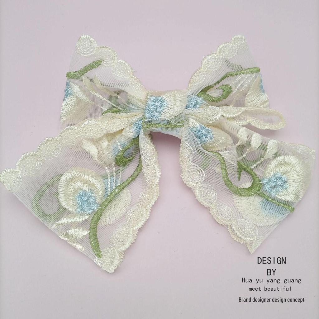 Embroidered Oversized Lace Bow Hairpin - Sweet Fairy Style