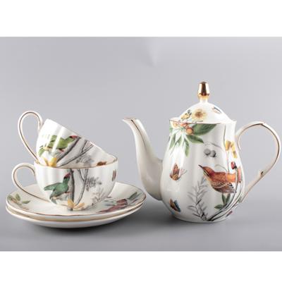 Un pot, deux tasses à café, service à thé en porcelaine fine, style européen petit frais, service à thé pour l'après-midi, tasse à dim sum