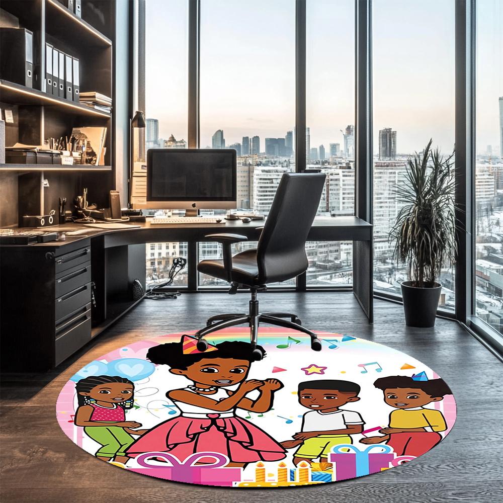 Gracie's Corner Printed Round Rug Carpet Chair Rug Area Rug Entryway Doormats,for Office Chair Living Room Bedroom Kitchen Room.