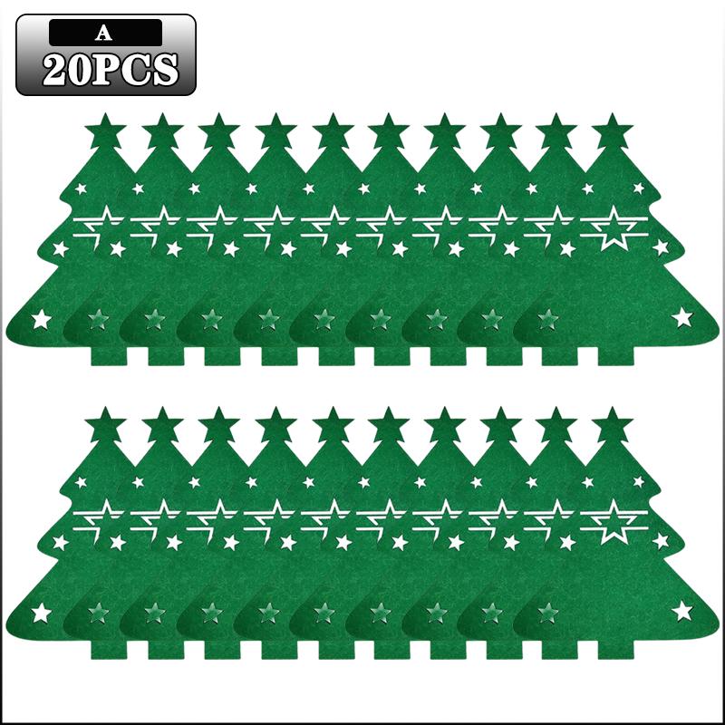 Weihnachtsbaum Besteckhalter Filz Gabel Löffel Tasche Set Festlicher Besteckorganisator für Weihnachtsessen Party Tischdekoration