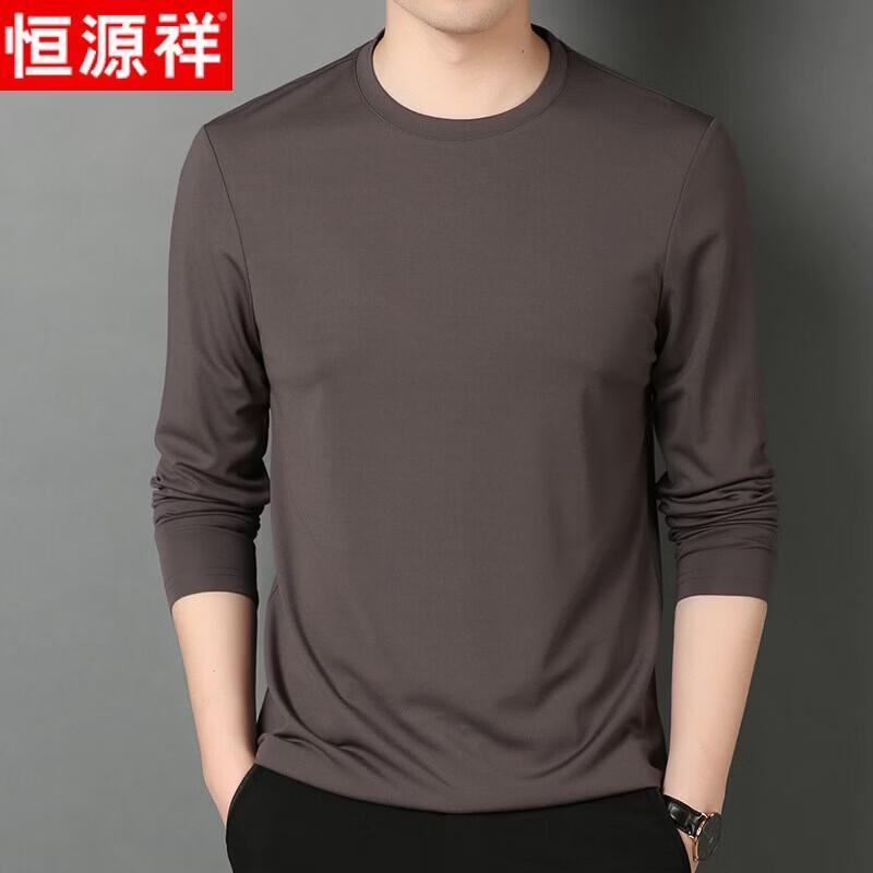 

Hengyuanxiang Men s Mulberry Silk Blend Long Sleeve T-Shirt 50/L