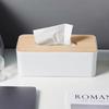 Creative solid wood tissue box with thickened square dust cover for home living room, coffee table, desktop storage box