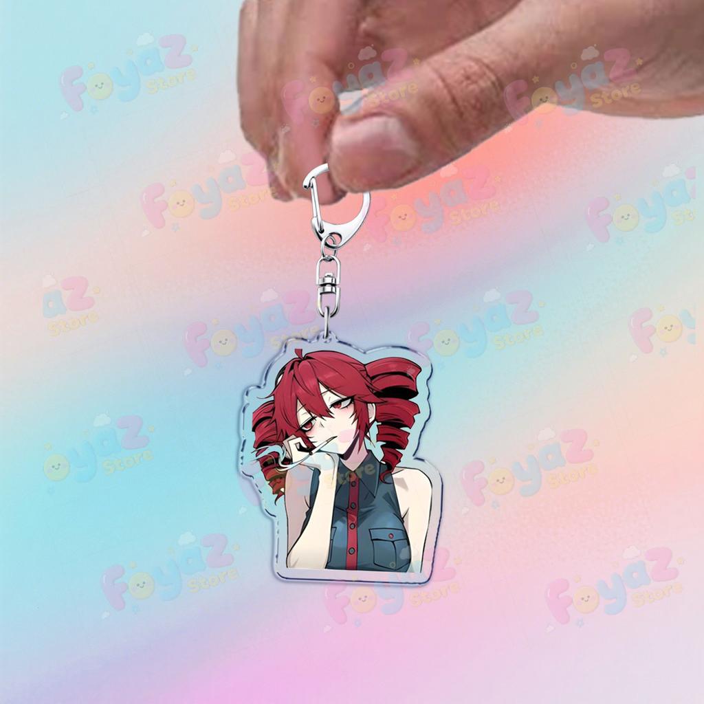 Cute Anime Girl Kasane Teto Keychain Accessories Bag Kawaii Manga Key Ring Chains Jewelry Fans Friends Birthday Gifts
