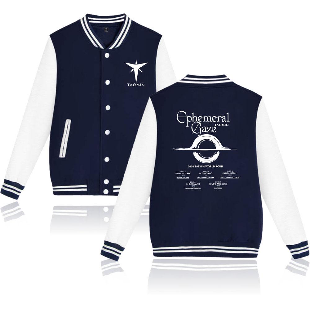 Taemin Stampa Effimera Uomo Donna Hip Hop Giacca Cappotto Felpe Felpa con Cappuccio Uniforme da Baseball Streetwear Ragazzi Ragazze Cardigan Top Abbigliamento