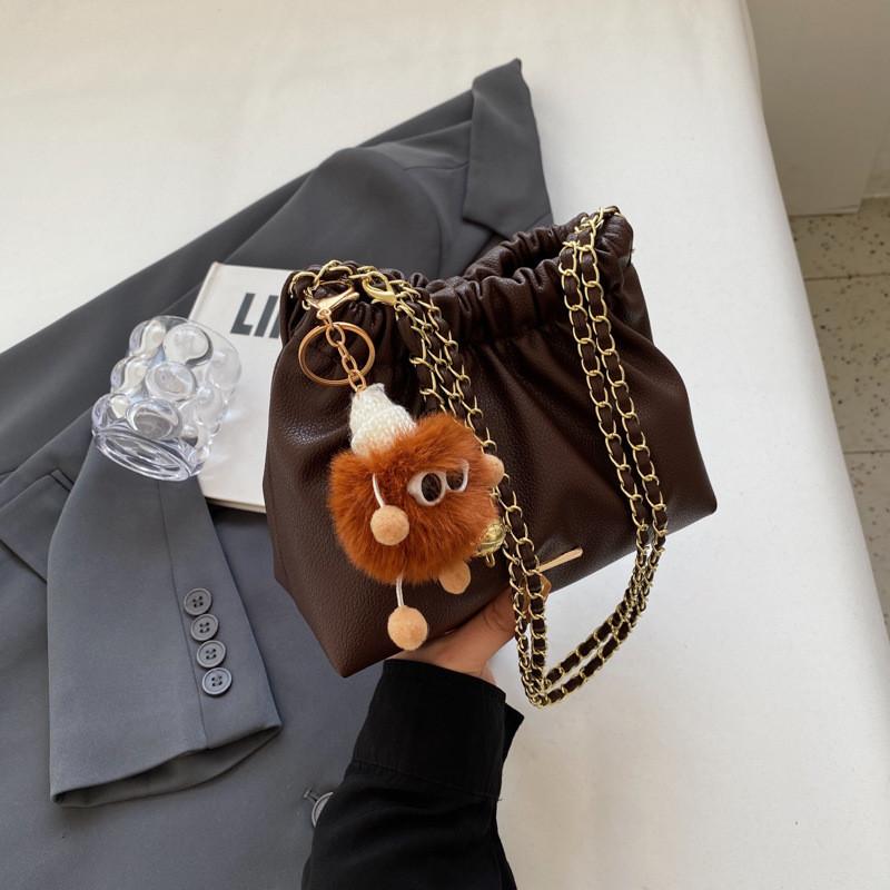 Trendy Solid Color Shoulder Bag 2023 New Winter Bag Women Casual Crossbody Chain Fashion Bucket Bag