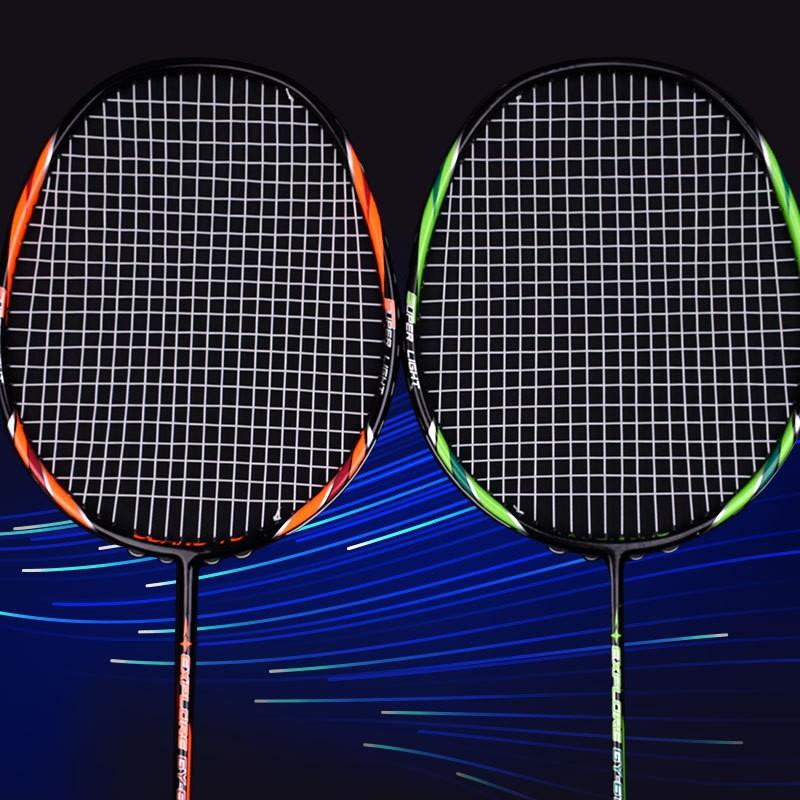 Badminton Rackets Set 2Pcs Lightweight Carbon Fiber Beginners Adults Training