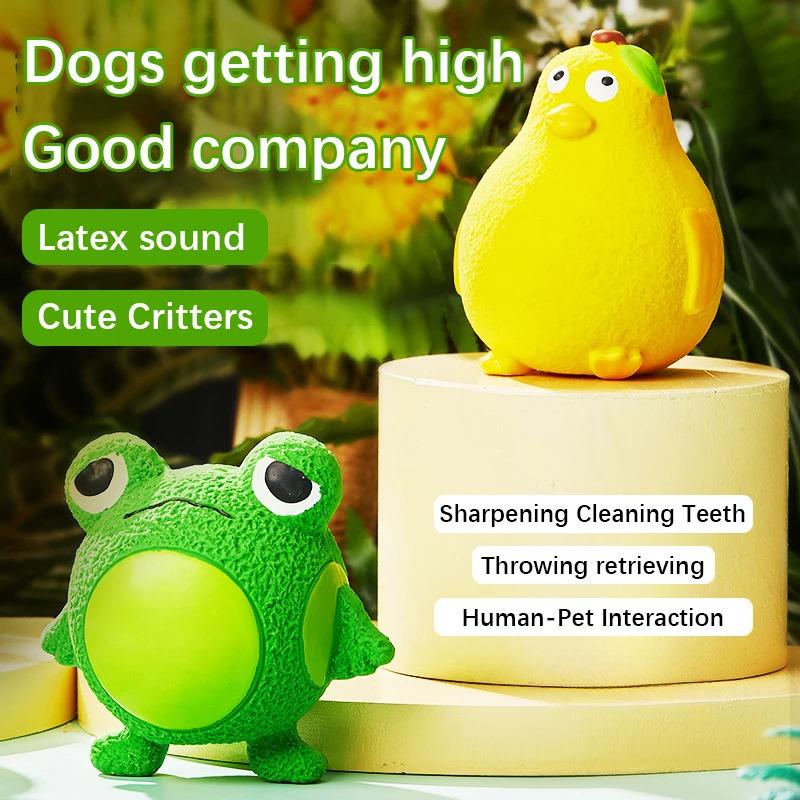 Funny Latex Dog Toys for Small Dogs Interactive Squeaky Frog and Duck Pet Toys with Grinding Sound Puppy Chew Toys for