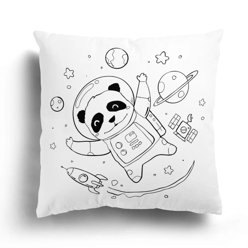 Fashion Black and White Star Astronaut Pillowcase Home Sofa Cushion Cover Cartoon Pattern