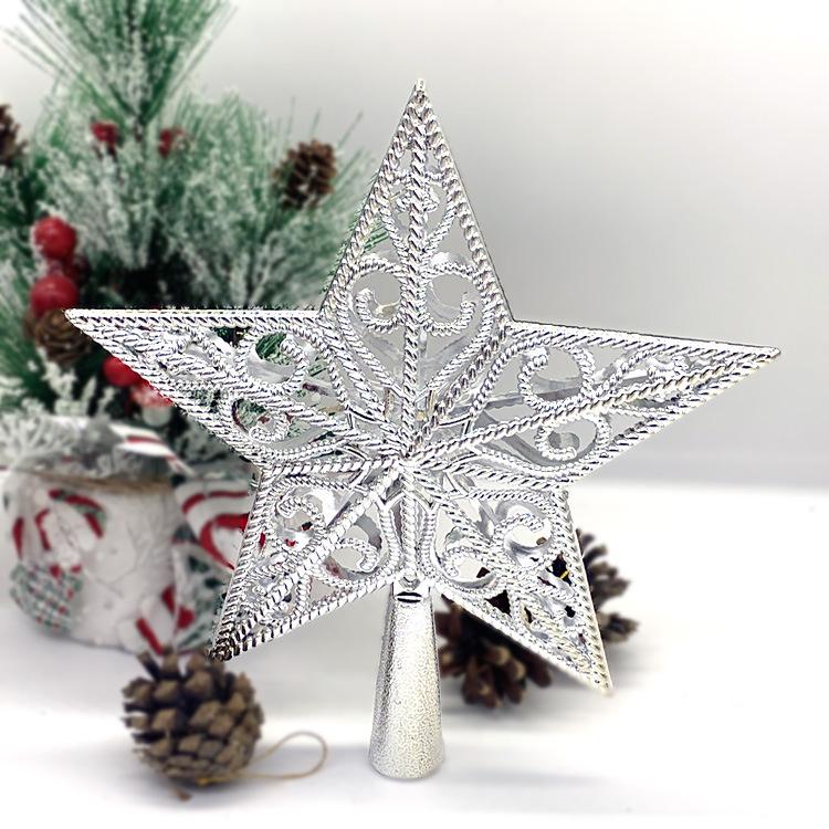 Pentagram Christmas Tree Topper - Plastic Hollow Iron Wire Star Decoration