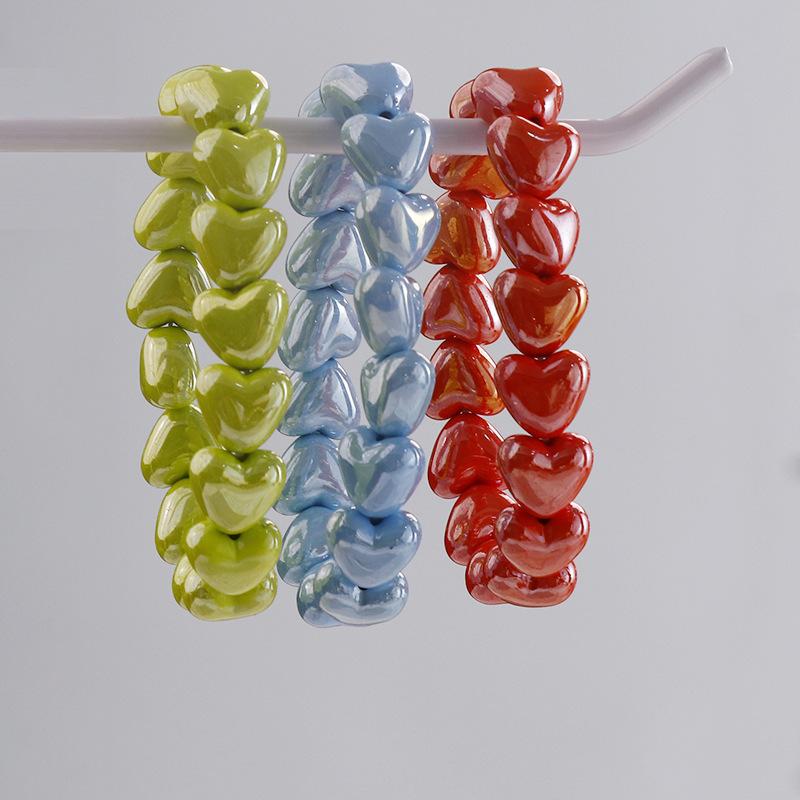 1 Pcs Colorful Heart Beaded Bracelets Retro Cute Women Jewelry Gift Bangles Valentine Gift