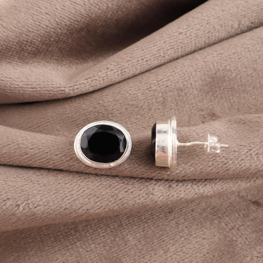 Black Onyx 925 Solid Sterling Silver Earrings, Handmade Gemstone Jewelry Earrings For Memorial Day