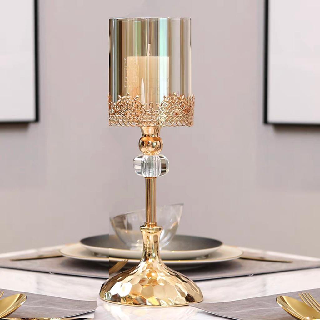 Metallspitze Glas Kerzenständer Ornament Haushalt Wohnzimmer Esstisch Romantisches Kerzenlicht Dinner Kerzendekoration