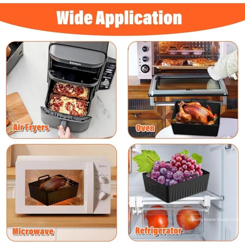 Silikonowe wkładki do frytkownicy beztłuszczowej wielokrotnego użytku dla Ninja SL400/SL401 Wentylowana nieprzywierająca konstrukcja Wielofunkcyjne do frytek, kurczaka, chleba, pieczenia