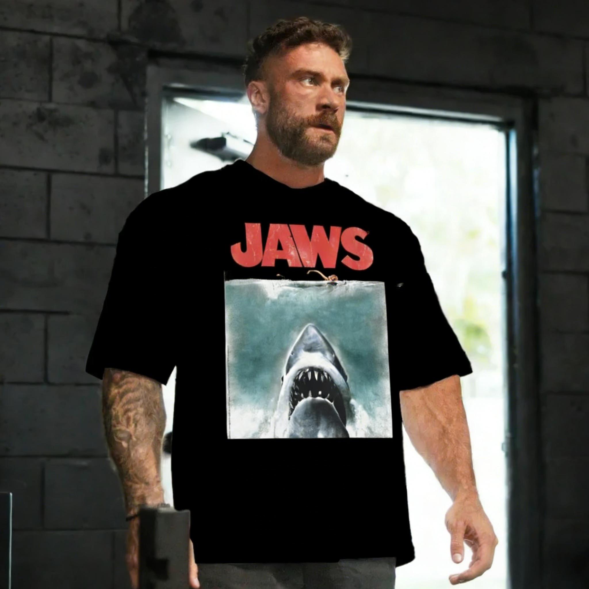 American Vintage Jaws Vintage Poster TShirt Shark Movie TShirt Summer New Vintage Fashion Mens and Womens Streetwear 2026 M