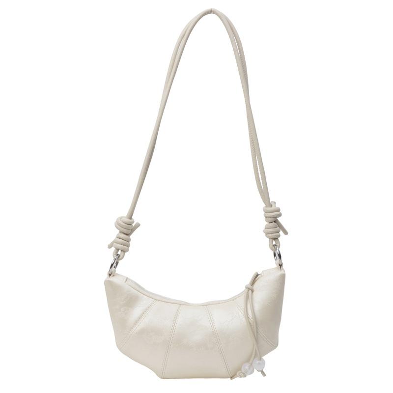 

Neck croissant bag women s soft leather clutch bag change dumpling bag 2025 new lipstick cosmetic bag mini croissant bag бежевый