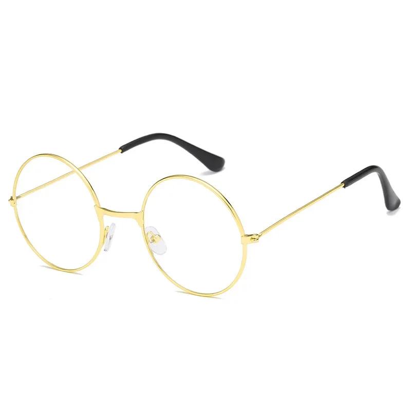 New Stylish Circular Retro Glasses Plain Eyeglasses Women Men Vintage Metal Round Frame Glasses Transparent Lens Quality