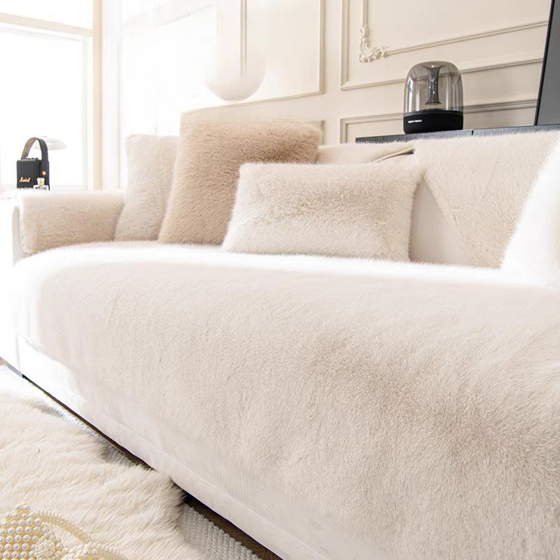 1pc French Thickened Plush Sofa Slipcover, Sofa Cover, Anti-Cat Scratch Couch Cover Furniture Protector For Bedroom Office Living Room Home Decor