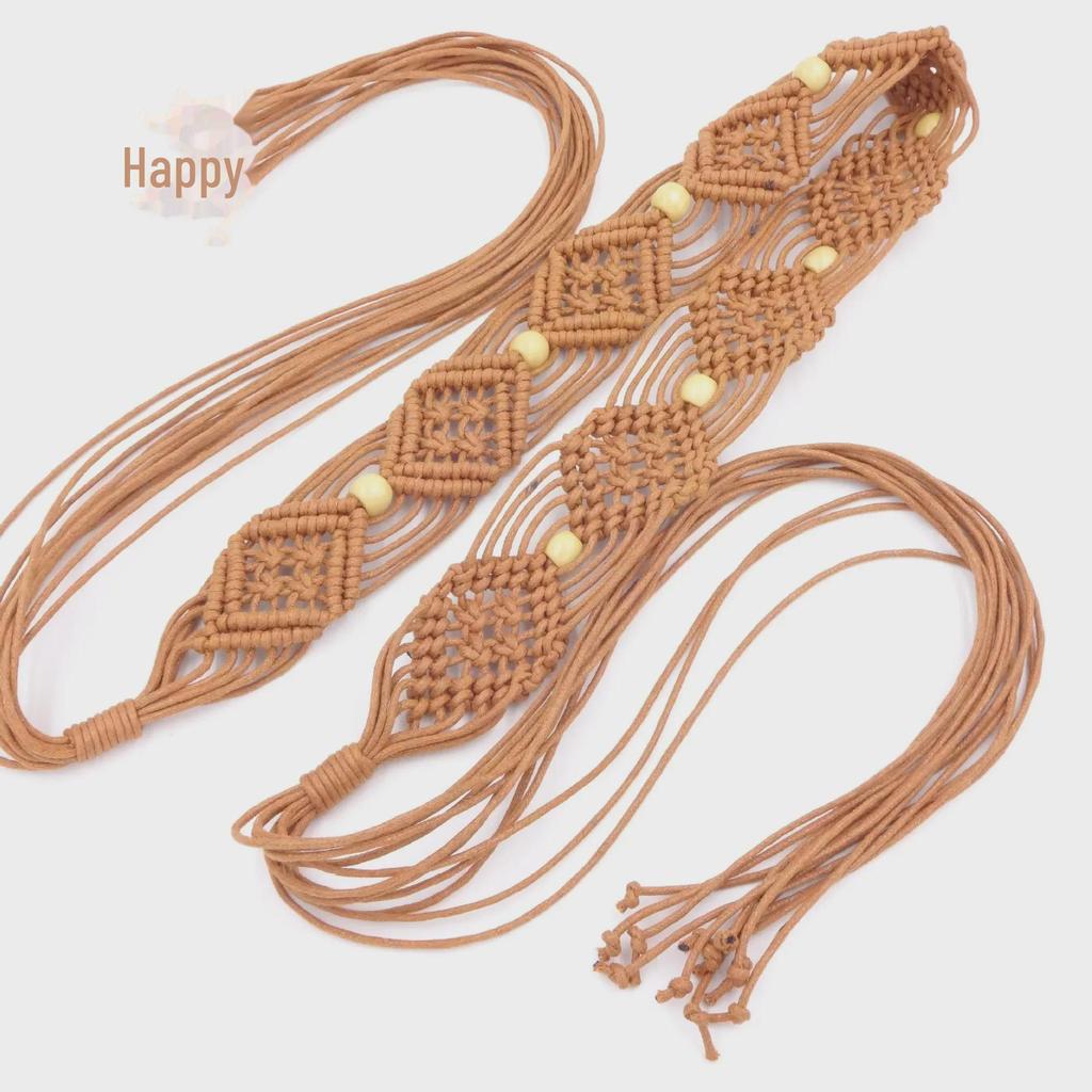 Bohemian Ethnic Floral Braided Belt - Women's Korean Style Waist Chain