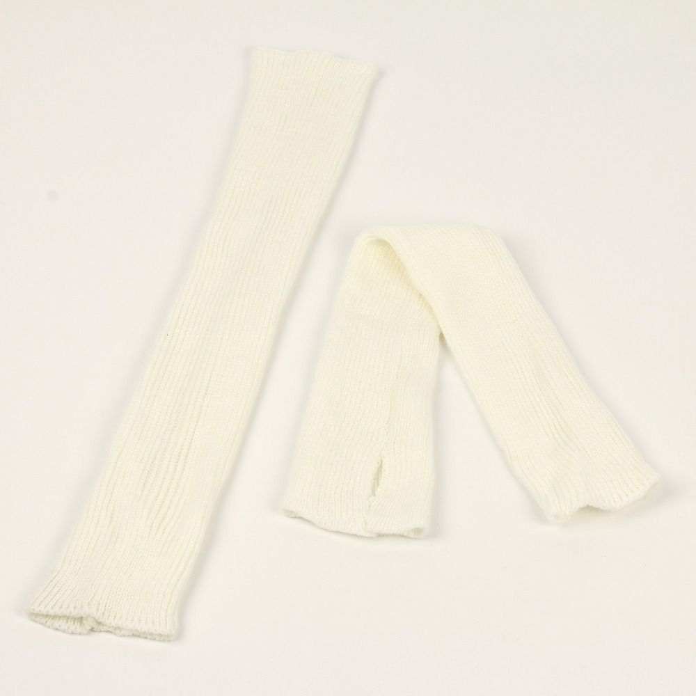Casual Long Sleeve Fingerless Long Gloves Solid Knitted Arm Sleeve Gloves Arm Warmer Soft Arm Cover Gloves for Women Girls