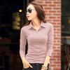 Damen Oberteile Revers Langarm Slim Fit Einfarbige Pullover Oberteile Weich Dehnbar Lässiges Hemd Arbeits Party Date Wear