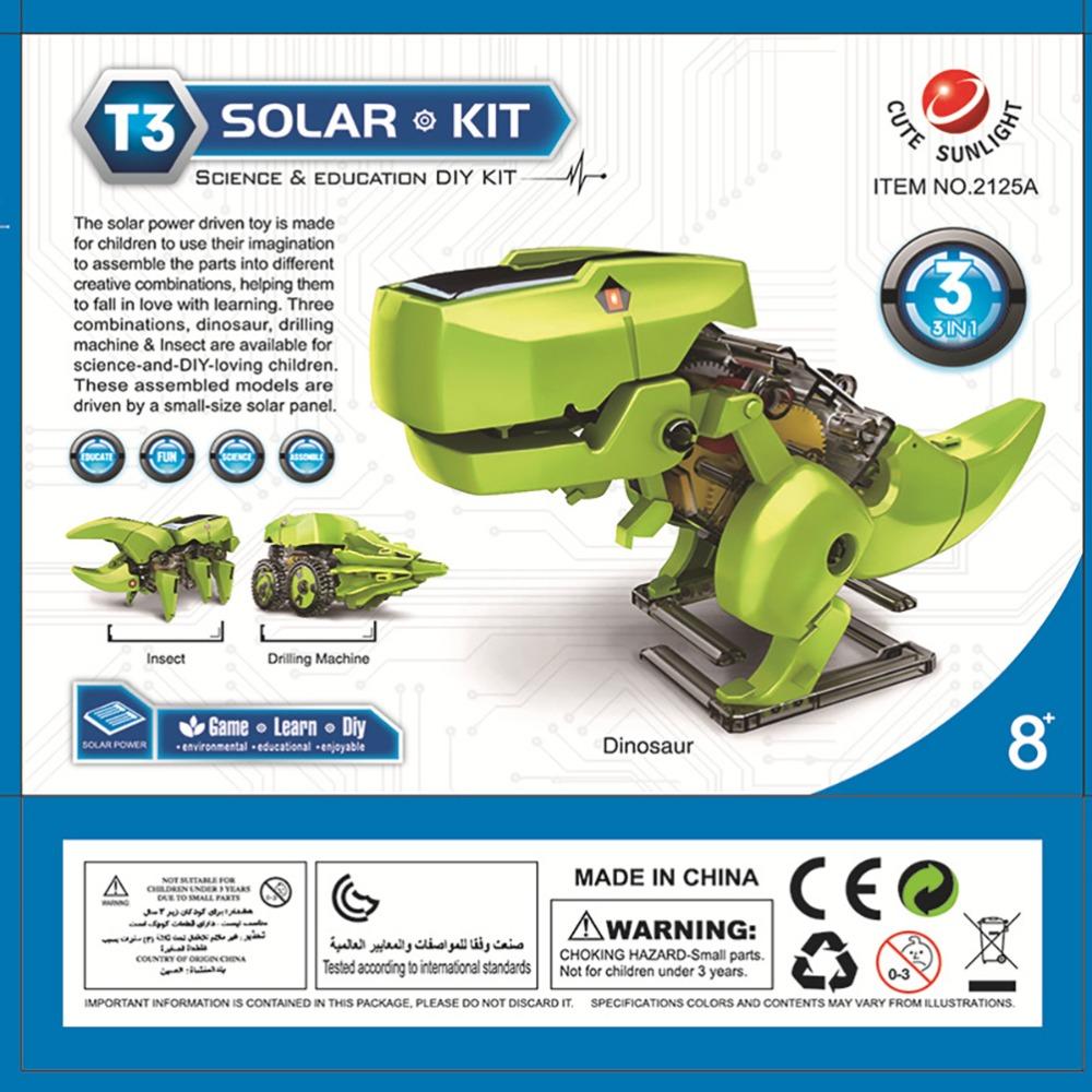 3 in 1 Solar Dinosaurs Robot Kit DIY Science Robot Dinosaur Toys  Educational Toys