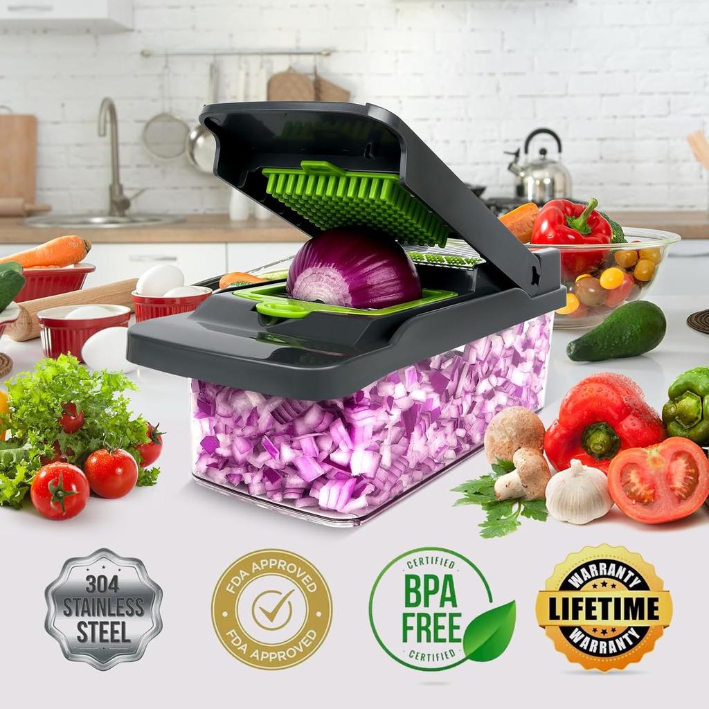 Vegetable Chopper Veggie Chopper,Mandoline Slicer,Multifunctional 12 in 1 Food Choppers, Kitchen Vegetable Slicer Dicer Cutter,Onion Mincer,Cheese