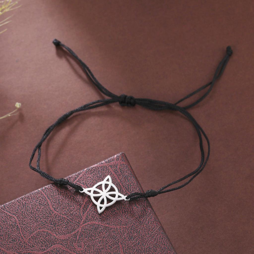 Geometric Witch Knot Charm Bracelet Women Fashion Stainless Steel Pendant Wicca Amulet Jewelry Gifts
