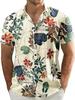 Men's Short Sleeve Shirt, Sunflower Print Loose Fit Shirt, Lightweight Collared Button-Up Casual Top