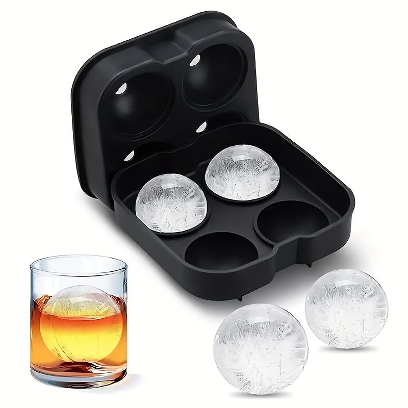 Large Sphere Ice Cube Mold 4-Grid Silicone Whiskey Ice Maker, Leak-Free Design, Easy Fill & Release, Perfect for Round Ice Balls